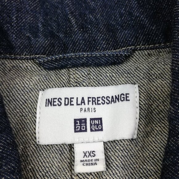 Uniqlo x Ines De La Fressange Jacket Denim Metal Button Up Blue Womens XXS - Picture 3 of 9